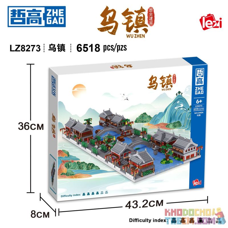 ZHEGAO LZ8273 8273 non  TÒA NHÀ LỊCH SỬ Ô TRẤN bộ đồ chơi xếp lắp ráp ghép mô hình Creator Sáng Tạo 6518 khối