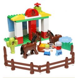 NOT Lego Duplo DUPLO 5648 Horse Stables, HYSTOYS HONGYUANSHENG AOLEDUOTOYS  HG-1430 1430 HG1430 Xếp hình trang trại ngựa lớn 58 khối