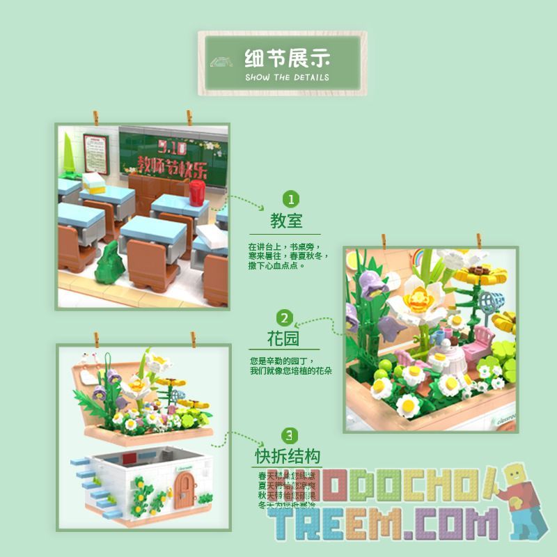 ZHEGAO 663016 non  VƯỜN THÔNG MINH bộ đồ chơi xếp lắp ráp ghép mô hình Creator GARDEN OF WISDOM Sáng Tạo 1218 khối