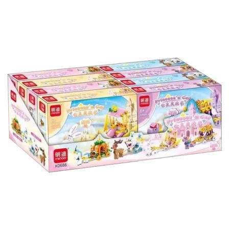 MINGDI LEIBAO K0686 0686 non  XE MA THUẬT CÔNG CHÚA 4 LOẠI BÍ NGÔ KỲ LÂN TRƯỢT TUYẾT NAI SỪNG TẤM BAY THỎ NGỌC NGỰA CẦU VỒNG SKY bộ đồ chơi xếp lắp ráp ghép mô hình Girl Con Gái