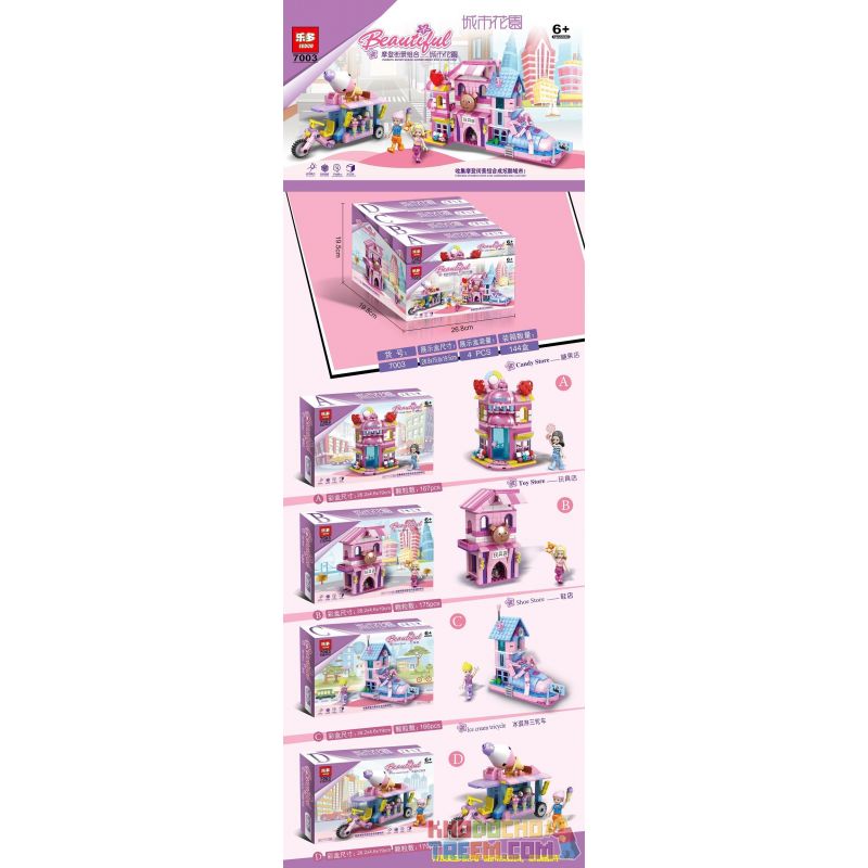 LEDUO 7003 non  CITY GARDEN 4 LOẠI bộ đồ chơi xếp lắp ráp ghép mô hình Girl Con Gái 678 khối