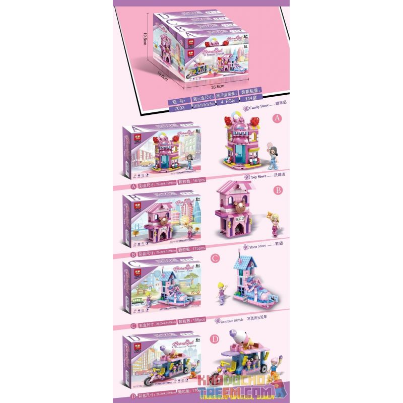 LEDUO 7003 non  CITY GARDEN 4 LOẠI bộ đồ chơi xếp lắp ráp ghép mô hình Girl Con Gái 678 khối