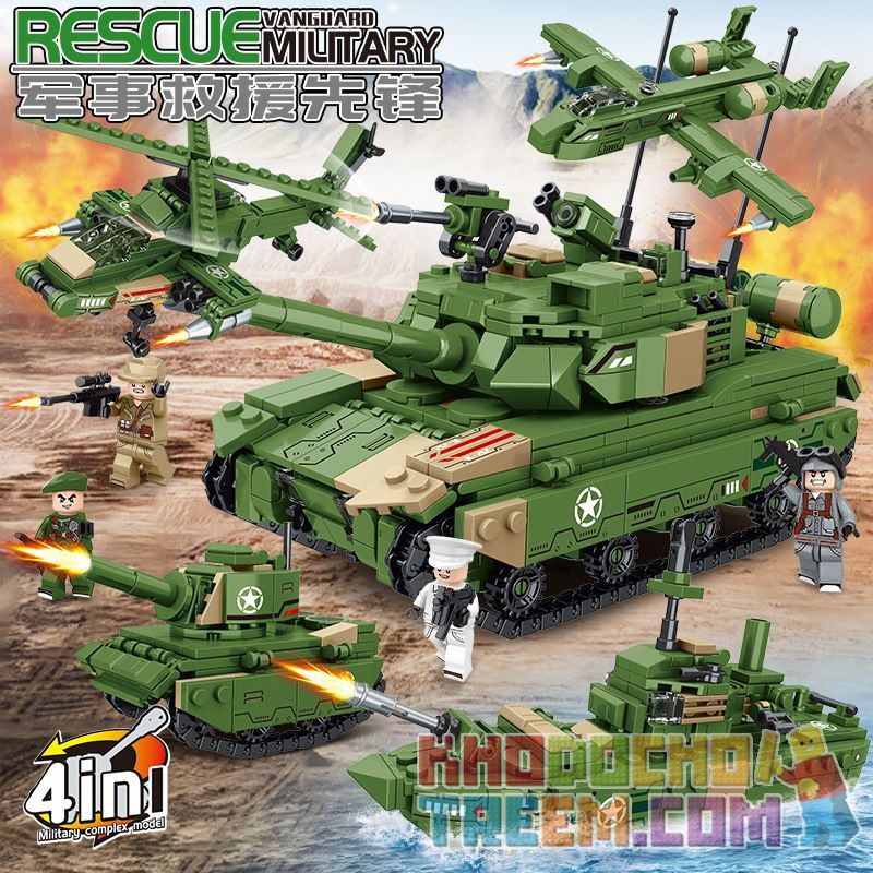 MINGDI LEIBAO K212 non  ĐỘI CỨU HỘ QUÂN SỰ PIONEER 4 MẪU bộ đồ chơi xếp lắp ráp ghép mô hình Military Army RESCUE VANGUARD MILITARY Quân Sự Bộ Đội 833 khối