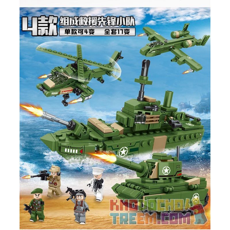 MINGDI LEIBAO K212 non  ĐỘI CỨU HỘ QUÂN SỰ PIONEER 4 MẪU bộ đồ chơi xếp lắp ráp ghép mô hình Military Army RESCUE VANGUARD MILITARY Quân Sự Bộ Đội 833 khối