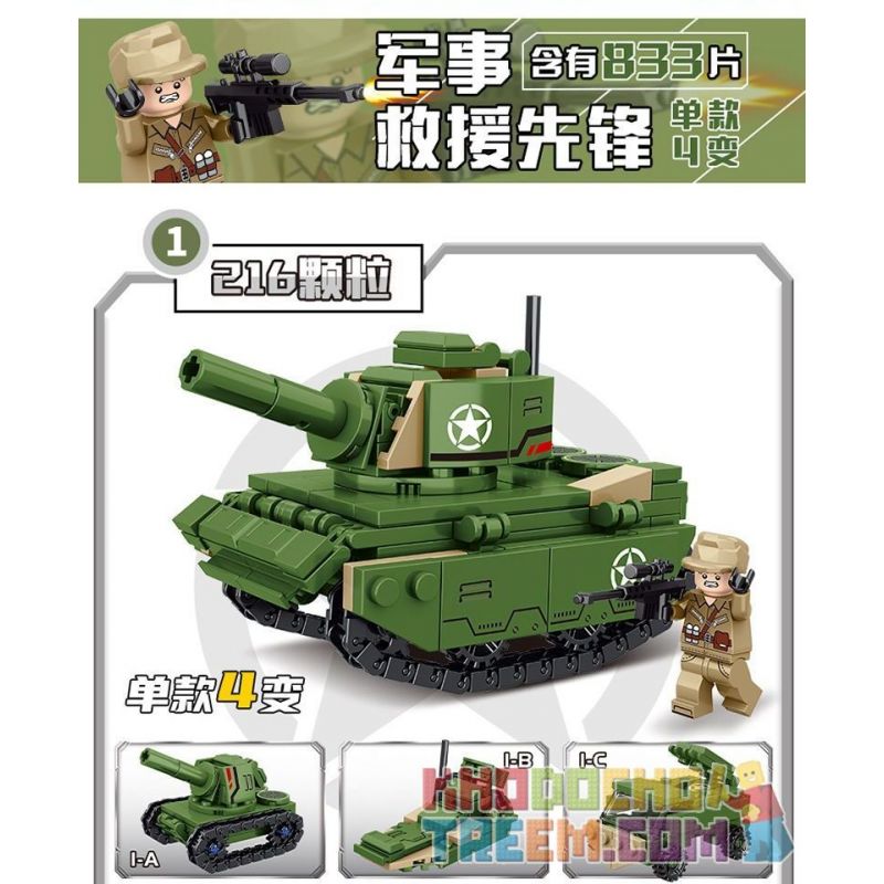 MINGDI LEIBAO K212 non  ĐỘI CỨU HỘ QUÂN SỰ PIONEER 4 MẪU bộ đồ chơi xếp lắp ráp ghép mô hình Military Army RESCUE VANGUARD MILITARY Quân Sự Bộ Đội 833 khối