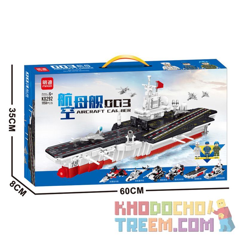 MINGDI LEIBAO K0292 0292 non Lego TÀU SÂN BAY 003 bộ đồ chơi xếp lắp ráp ghép mô hình Military Army 003 AIRCRAFT CARRIER Quân Sự Bộ Đội 1150 khối