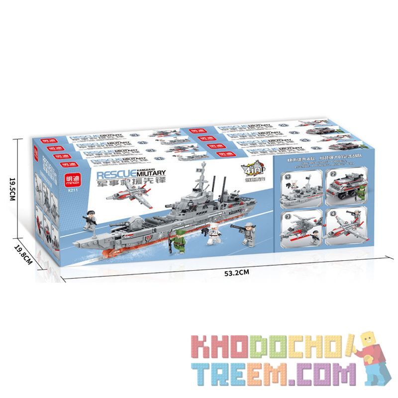 MINGDI LEIBAO K211 non Lego ĐỘI CỨU HỘ QUÂN SỰ PIONEER 4 MẪU bộ đồ chơi xếp lắp ráp ghép mô hình Military Army Quân Sự Bộ Đội