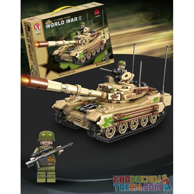 QIAO LE TONG 5603 non  CHIẾN TRANH THẾ GIỚI THỨ HAI XE TĂNG VT4 bộ đồ chơi xếp lắp ráp ghép mô hình Military Army WORLD WAR II TANK Quân Sự Bộ Đội 587 khối