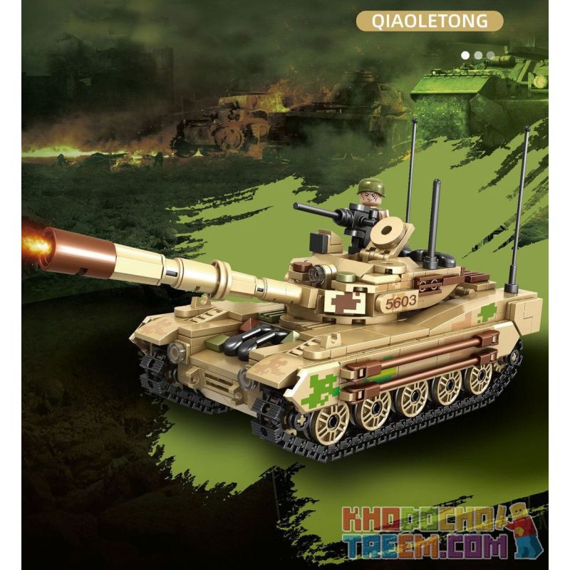 QIAO LE TONG 5603 non  CHIẾN TRANH THẾ GIỚI THỨ HAI XE TĂNG VT4 bộ đồ chơi xếp lắp ráp ghép mô hình Military Army WORLD WAR II TANK Quân Sự Bộ Đội 587 khối