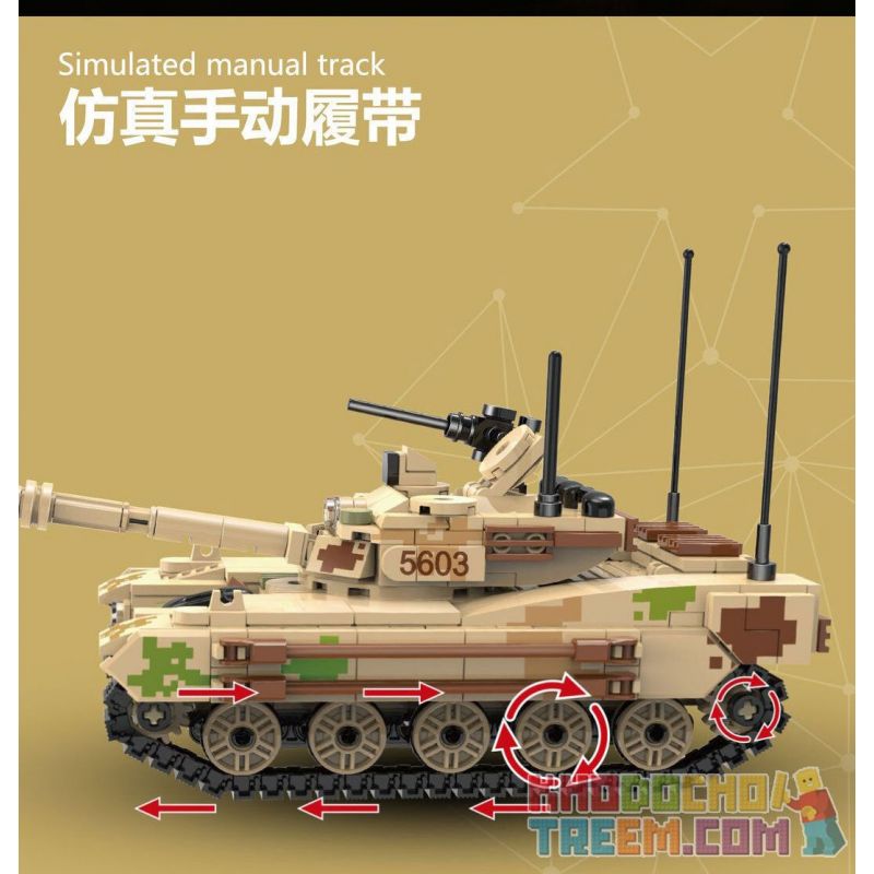 QIAO LE TONG 5603 non  CHIẾN TRANH THẾ GIỚI THỨ HAI XE TĂNG VT4 bộ đồ chơi xếp lắp ráp ghép mô hình Military Army WORLD WAR II TANK Quân Sự Bộ Đội 587 khối