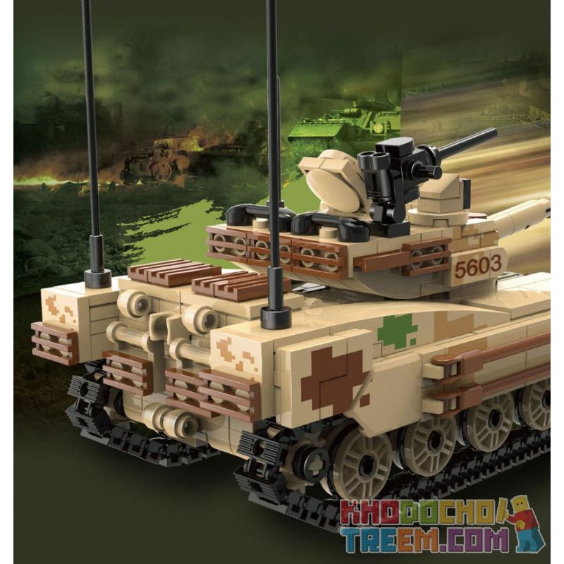 QIAO LE TONG 5603 non  CHIẾN TRANH THẾ GIỚI THỨ HAI XE TĂNG VT4 bộ đồ chơi xếp lắp ráp ghép mô hình Military Army WORLD WAR II TANK Quân Sự Bộ Đội 587 khối