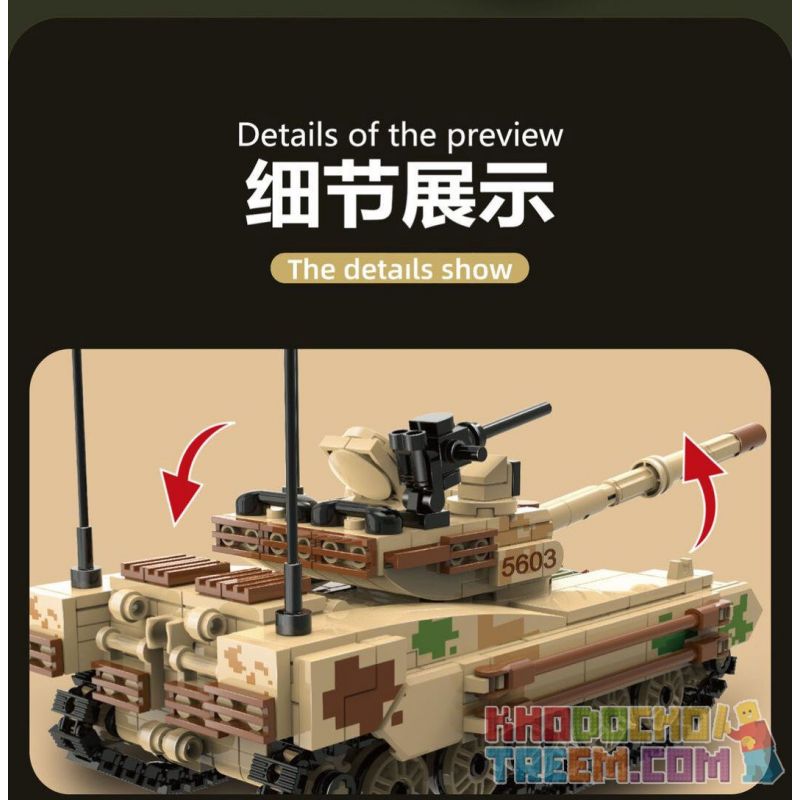 QIAO LE TONG 5603 non  CHIẾN TRANH THẾ GIỚI THỨ HAI XE TĂNG VT4 bộ đồ chơi xếp lắp ráp ghép mô hình Military Army WORLD WAR II TANK Quân Sự Bộ Đội 587 khối