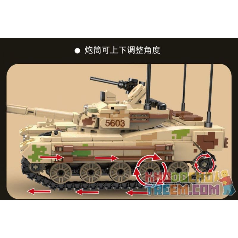 QIAO LE TONG 5603 non  CHIẾN TRANH THẾ GIỚI THỨ HAI XE TĂNG VT4 bộ đồ chơi xếp lắp ráp ghép mô hình Military Army WORLD WAR II TANK Quân Sự Bộ Đội 587 khối