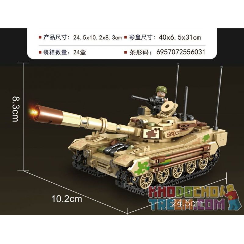 QIAO LE TONG 5603 non  CHIẾN TRANH THẾ GIỚI THỨ HAI XE TĂNG VT4 bộ đồ chơi xếp lắp ráp ghép mô hình Military Army WORLD WAR II TANK Quân Sự Bộ Đội 587 khối