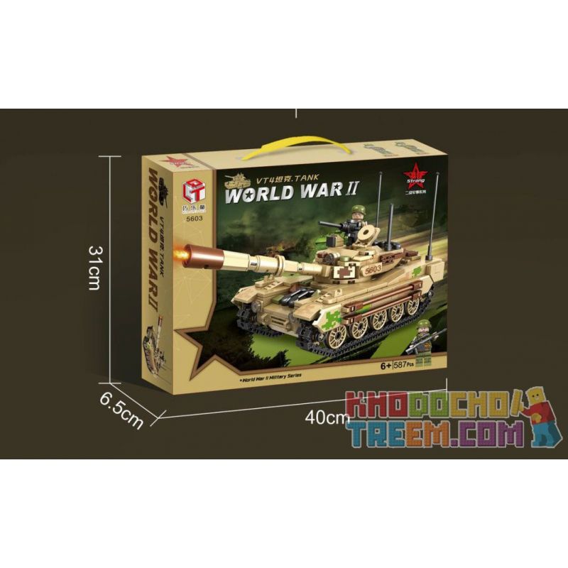 QIAO LE TONG 5603 non  CHIẾN TRANH THẾ GIỚI THỨ HAI XE TĂNG VT4 bộ đồ chơi xếp lắp ráp ghép mô hình Military Army WORLD WAR II TANK Quân Sự Bộ Đội 587 khối