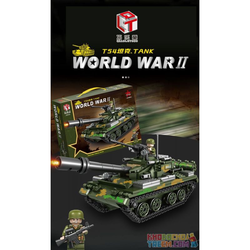 QIAO LE TONG 5602 non  CHIẾN TRANH THẾ GIỚI THỨ HAI XE TĂNG T54 bộ đồ chơi xếp lắp ráp ghép mô hình Military Army WORLD WAR II TANK Quân Sự Bộ Đội 617 khối