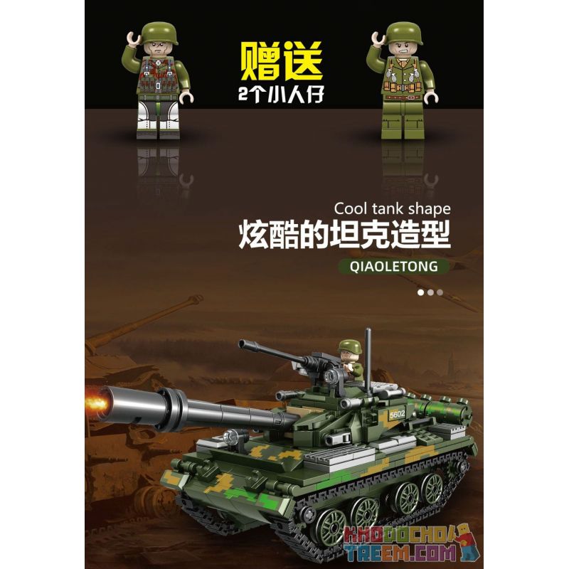QIAO LE TONG 5602 non  CHIẾN TRANH THẾ GIỚI THỨ HAI XE TĂNG T54 bộ đồ chơi xếp lắp ráp ghép mô hình Military Army WORLD WAR II TANK Quân Sự Bộ Đội 617 khối