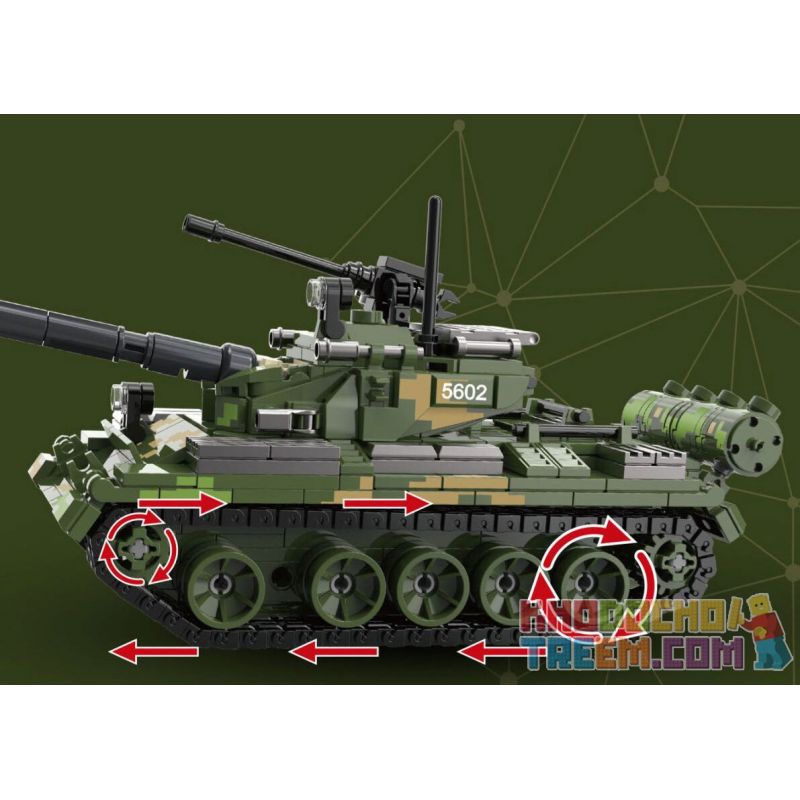 QIAO LE TONG 5602 non  CHIẾN TRANH THẾ GIỚI THỨ HAI XE TĂNG T54 bộ đồ chơi xếp lắp ráp ghép mô hình Military Army WORLD WAR II TANK Quân Sự Bộ Đội 617 khối