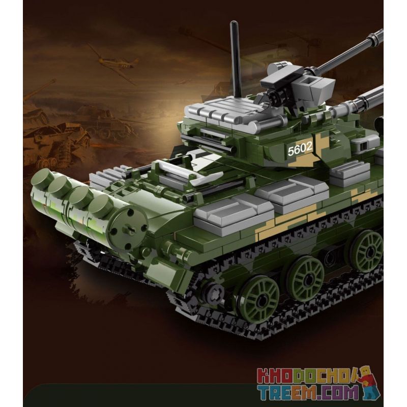 QIAO LE TONG 5602 non  CHIẾN TRANH THẾ GIỚI THỨ HAI XE TĂNG T54 bộ đồ chơi xếp lắp ráp ghép mô hình Military Army WORLD WAR II TANK Quân Sự Bộ Đội 617 khối