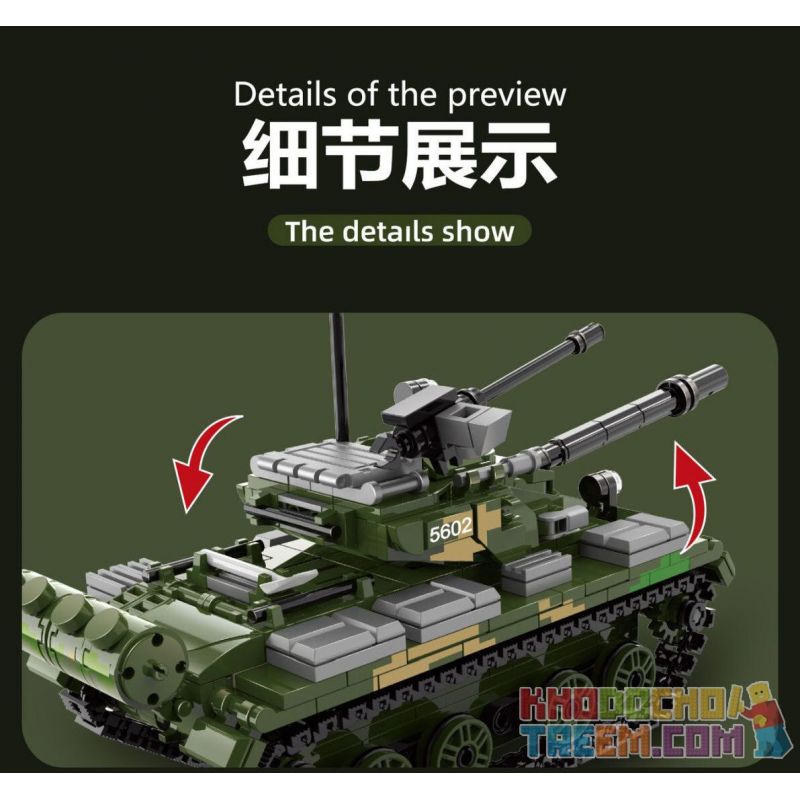 QIAO LE TONG 5602 non  CHIẾN TRANH THẾ GIỚI THỨ HAI XE TĂNG T54 bộ đồ chơi xếp lắp ráp ghép mô hình Military Army WORLD WAR II TANK Quân Sự Bộ Đội 617 khối