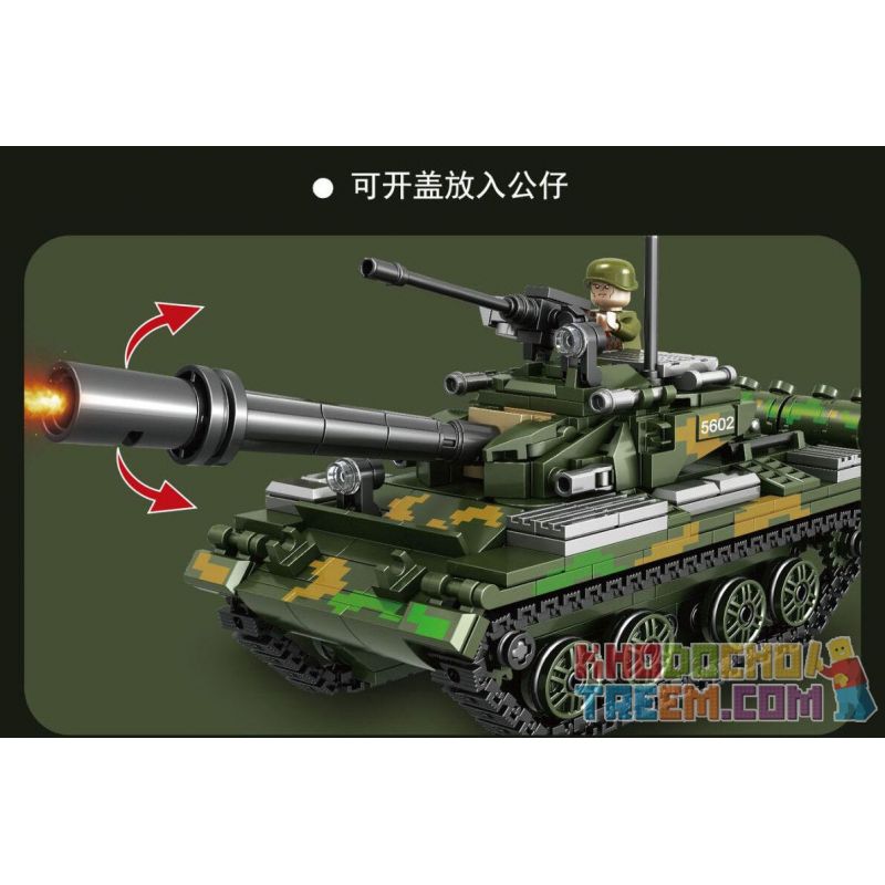QIAO LE TONG 5602 non  CHIẾN TRANH THẾ GIỚI THỨ HAI XE TĂNG T54 bộ đồ chơi xếp lắp ráp ghép mô hình Military Army WORLD WAR II TANK Quân Sự Bộ Đội 617 khối