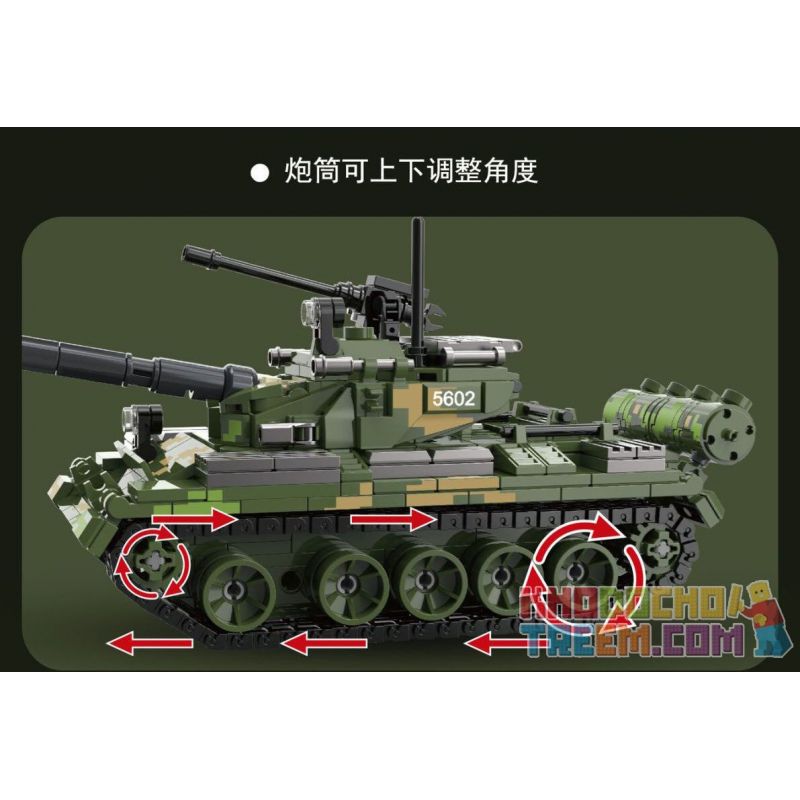 QIAO LE TONG 5602 non  CHIẾN TRANH THẾ GIỚI THỨ HAI XE TĂNG T54 bộ đồ chơi xếp lắp ráp ghép mô hình Military Army WORLD WAR II TANK Quân Sự Bộ Đội 617 khối