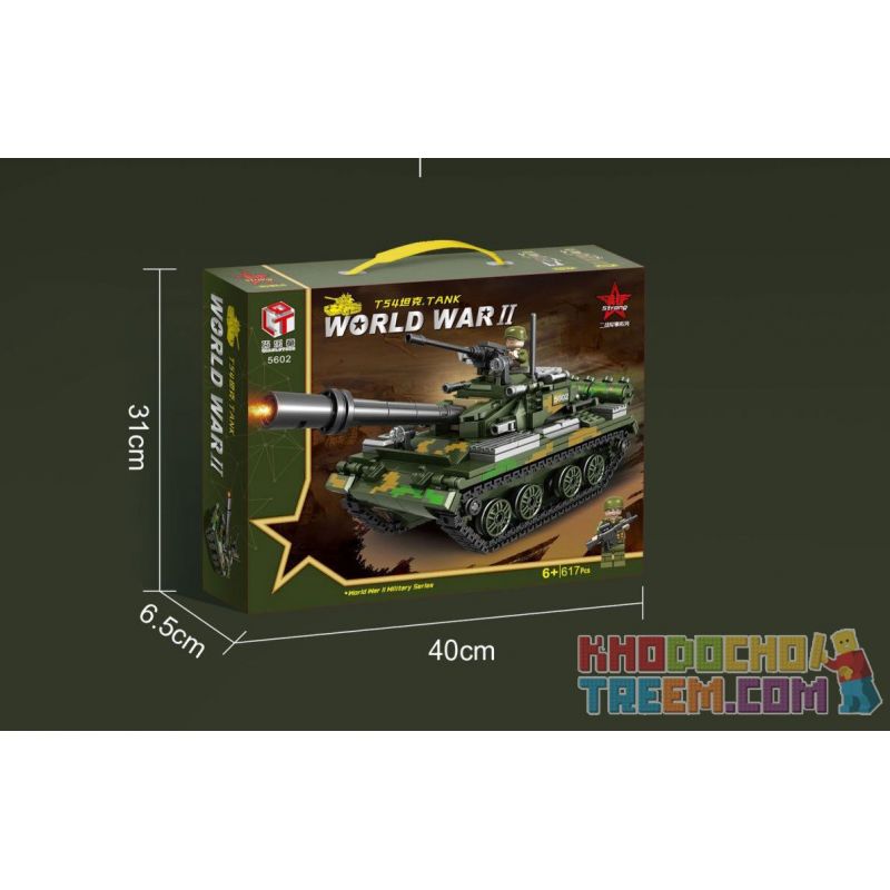QIAO LE TONG 5602 non  CHIẾN TRANH THẾ GIỚI THỨ HAI XE TĂNG T54 bộ đồ chơi xếp lắp ráp ghép mô hình Military Army WORLD WAR II TANK Quân Sự Bộ Đội 617 khối