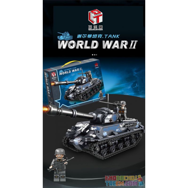 QIAO LE TONG 5601 non  CHIẾN TRANH THẾ GIỚI THỨ HAI XE TĂNG SHERMAN bộ đồ chơi xếp lắp ráp ghép mô hình Military Army WORLD WAR II TANK Quân Sự Bộ Đội 660 khối