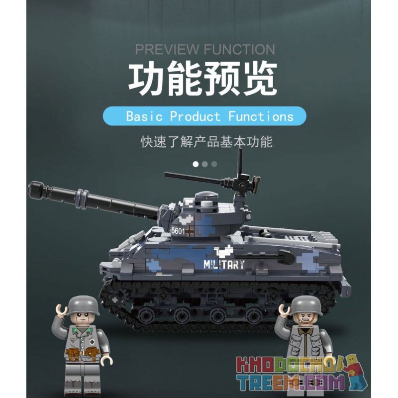 QIAO LE TONG 5601 non  CHIẾN TRANH THẾ GIỚI THỨ HAI XE TĂNG SHERMAN bộ đồ chơi xếp lắp ráp ghép mô hình Military Army WORLD WAR II TANK Quân Sự Bộ Đội 660 khối