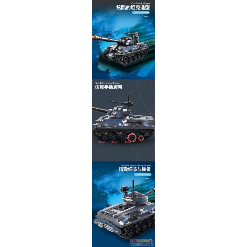 QIAO LE TONG 5601 non  CHIẾN TRANH THẾ GIỚI THỨ HAI XE TĂNG SHERMAN bộ đồ chơi xếp lắp ráp ghép mô hình Military Army WORLD WAR II TANK Quân Sự Bộ Đội 660 khối