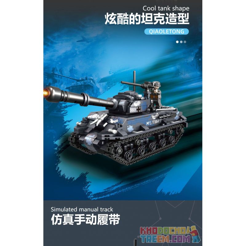 QIAO LE TONG 5601 non  CHIẾN TRANH THẾ GIỚI THỨ HAI XE TĂNG SHERMAN bộ đồ chơi xếp lắp ráp ghép mô hình Military Army WORLD WAR II TANK Quân Sự Bộ Đội 660 khối