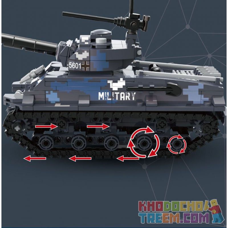 QIAO LE TONG 5601 non  CHIẾN TRANH THẾ GIỚI THỨ HAI XE TĂNG SHERMAN bộ đồ chơi xếp lắp ráp ghép mô hình Military Army WORLD WAR II TANK Quân Sự Bộ Đội 660 khối