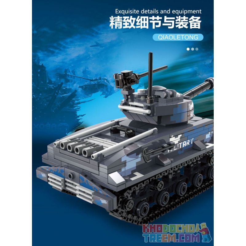 QIAO LE TONG 5601 non  CHIẾN TRANH THẾ GIỚI THỨ HAI XE TĂNG SHERMAN bộ đồ chơi xếp lắp ráp ghép mô hình Military Army WORLD WAR II TANK Quân Sự Bộ Đội 660 khối