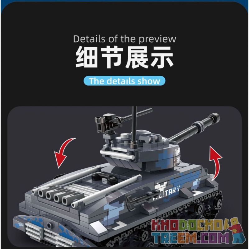 QIAO LE TONG 5601 non  CHIẾN TRANH THẾ GIỚI THỨ HAI XE TĂNG SHERMAN bộ đồ chơi xếp lắp ráp ghép mô hình Military Army WORLD WAR II TANK Quân Sự Bộ Đội 660 khối