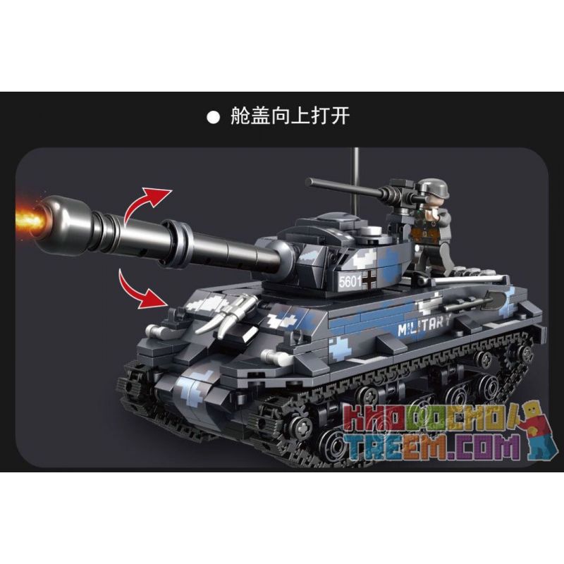 QIAO LE TONG 5601 non  CHIẾN TRANH THẾ GIỚI THỨ HAI XE TĂNG SHERMAN bộ đồ chơi xếp lắp ráp ghép mô hình Military Army WORLD WAR II TANK Quân Sự Bộ Đội 660 khối