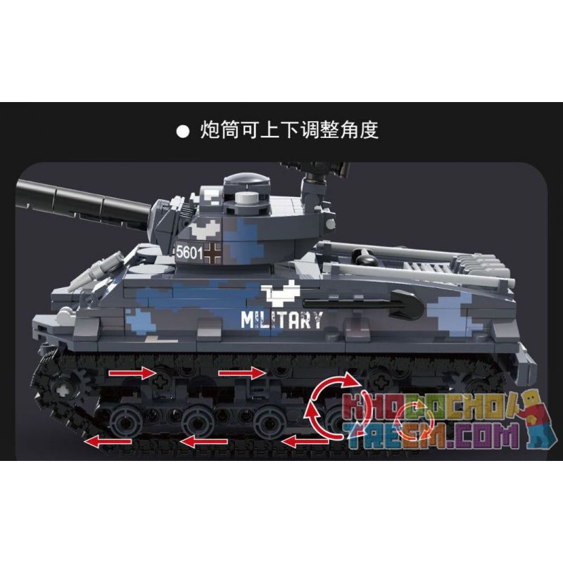 QIAO LE TONG 5601 non  CHIẾN TRANH THẾ GIỚI THỨ HAI XE TĂNG SHERMAN bộ đồ chơi xếp lắp ráp ghép mô hình Military Army WORLD WAR II TANK Quân Sự Bộ Đội 660 khối