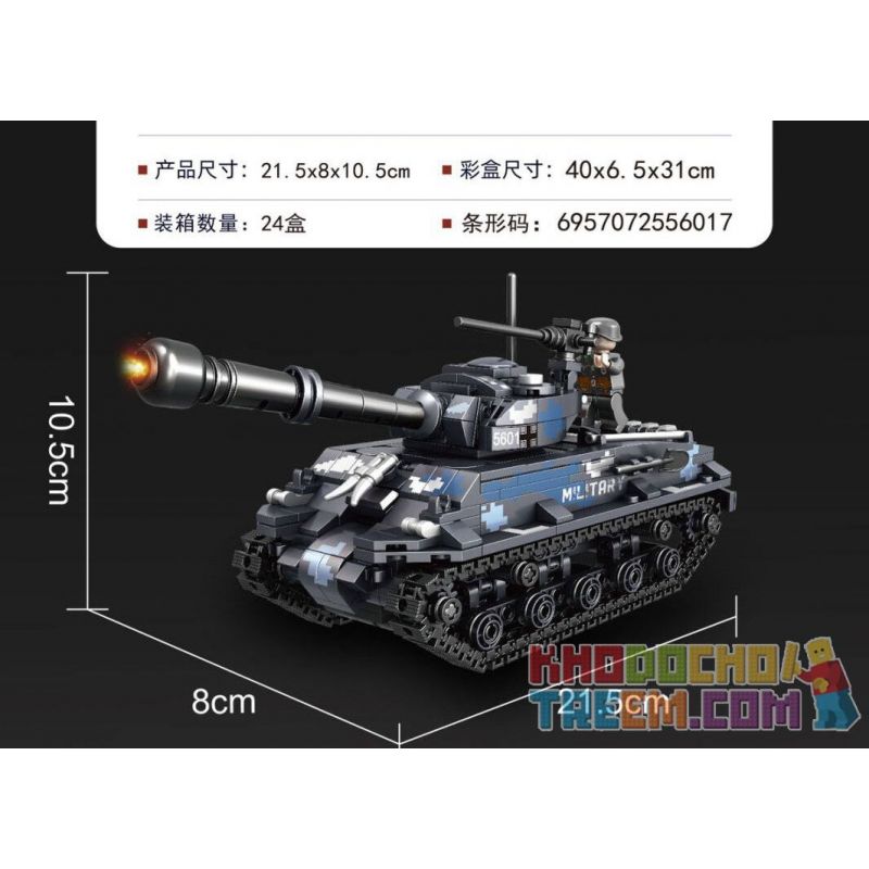 QIAO LE TONG 5601 non  CHIẾN TRANH THẾ GIỚI THỨ HAI XE TĂNG SHERMAN bộ đồ chơi xếp lắp ráp ghép mô hình Military Army WORLD WAR II TANK Quân Sự Bộ Đội 660 khối