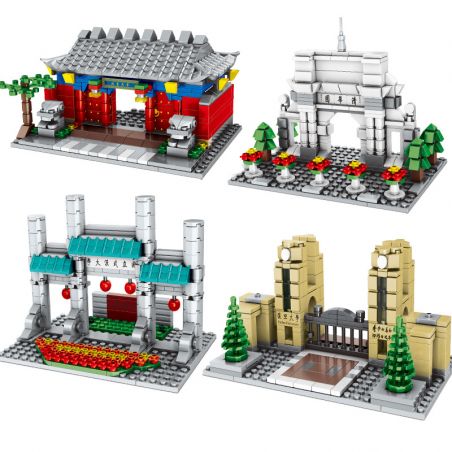 MINGDI LEIBAO K0529 0529 non  4 TRƯỜNG NỔI TIẾNG TRUNG QUỐC ĐẠI HỌC BẮC KINH THANH HOA VŨ HÁN PHÚC ĐÁN bộ đồ chơi xếp lắp ráp ghép mô hình Architecture Công Trình Kiến Trúc 1082 khối