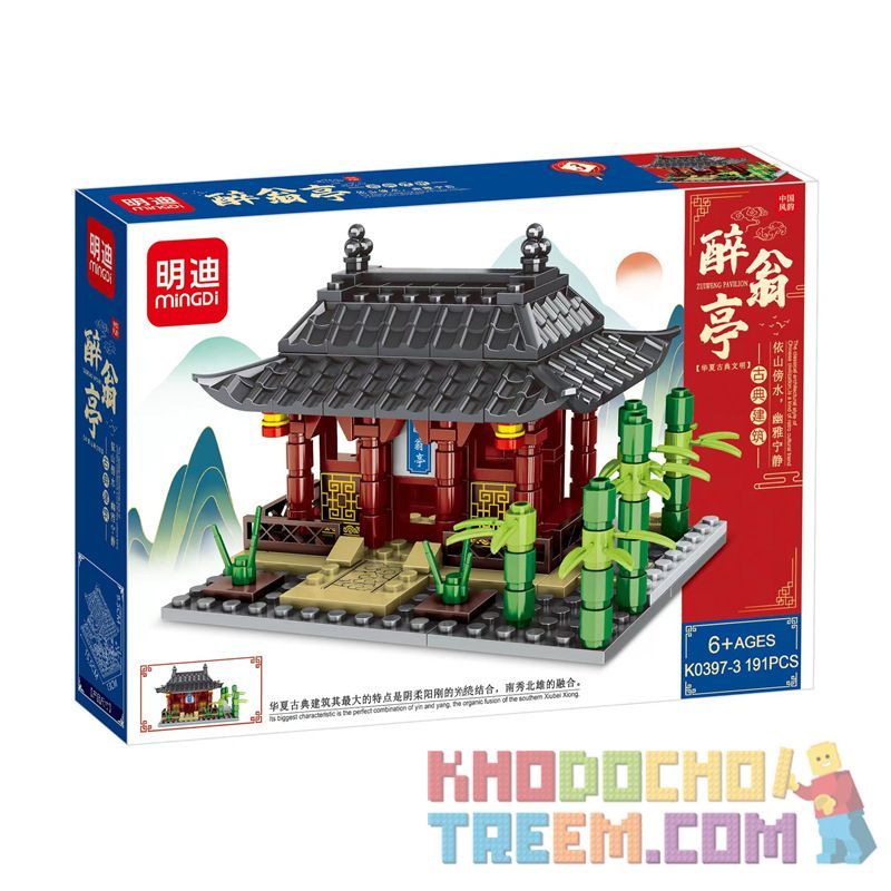 MINGDI LEIBAO K0397 0397 non  4 LOẠI CÔNG TRÌNH KIẾN ​​TRÚC CỔ CẦU WUTING CHÙA THÍCH CA MÂU NI DRUNKARD PAVILION THÁP CHUÔNG KHAI NGUYÊN bộ đồ chơi xếp lắp ráp ghép mô hình Architecture Công Trình Kiến Trúc 770 khối