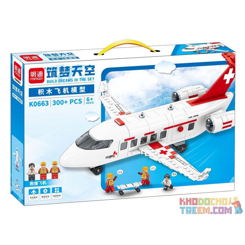 MINDY K0663 0663 non  BẦU TRỜI TRONG MƠ MÁY BAY CỨU HỘ bộ đồ chơi xếp lắp ráp ghép mô hình City Thành Phố 300 khối