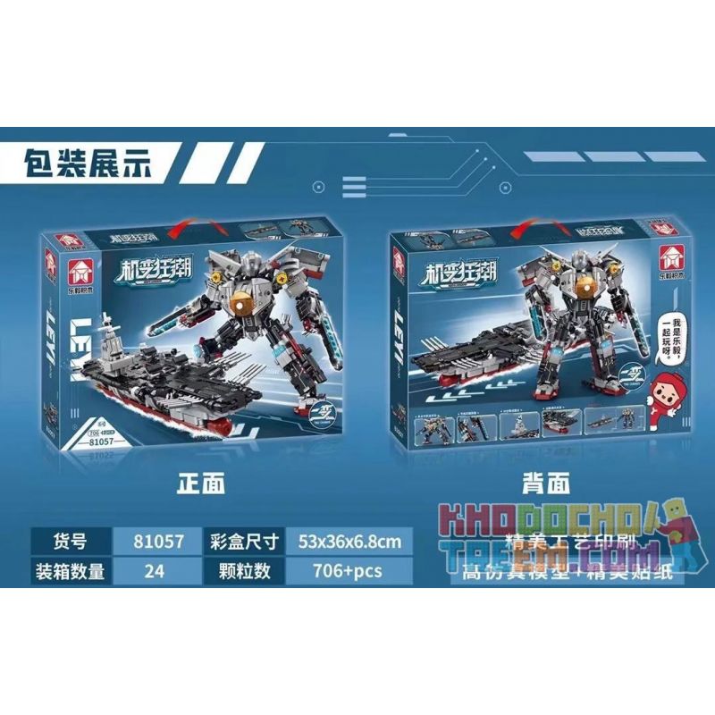 LE YI 81057 non  MÁY BIẾN HÌNH ĐIÊN CUỒNG PHÚC KIẾN CHIẾN HẠM MECHA bộ đồ chơi xếp lắp ráp ghép mô hình Military Army Quân Sự Bộ Đội 706 khối