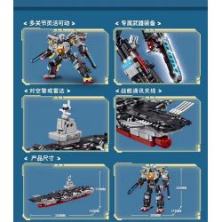 LE YI 81057 non  MÁY BIẾN HÌNH ĐIÊN CUỒNG PHÚC KIẾN CHIẾN HẠM MECHA bộ đồ chơi xếp lắp ráp ghép mô hình Military Army Quân Sự Bộ Đội 706 khối