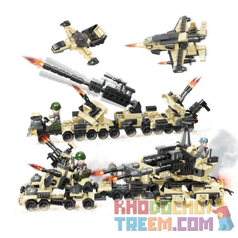 JIESTAR 23079 non Lego MÔ HÌNH TRẬN CHIẾN LỞM CHỞM 16 bộ đồ chơi xếp lắp ráp ghép mô hình Military Army Quân Sự Bộ Đội 455 khối