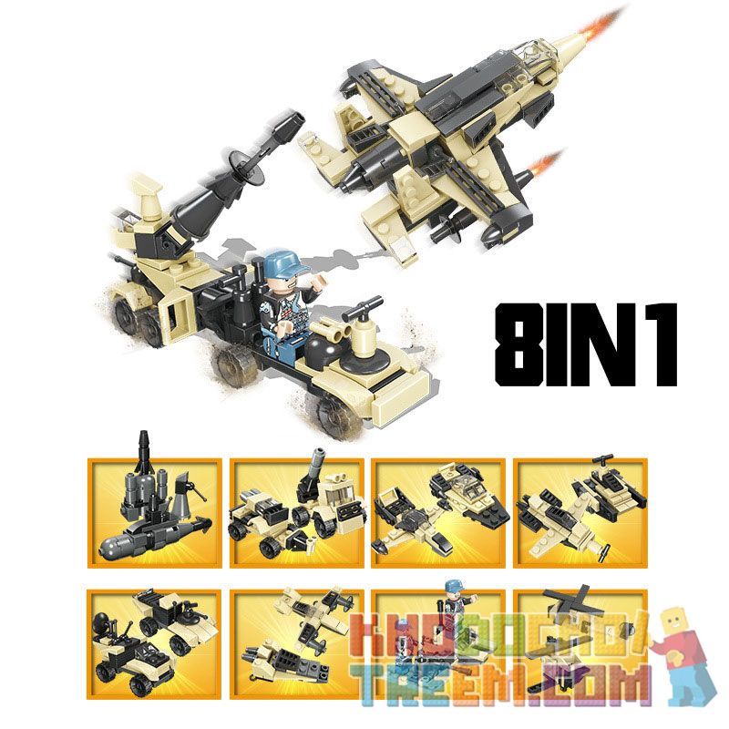 JIESTAR 23079 non  MÔ HÌNH TRẬN CHIẾN LỞM CHỞM 16 bộ đồ chơi xếp lắp ráp ghép mô hình Military Army Quân Sự Bộ Đội 455 khối