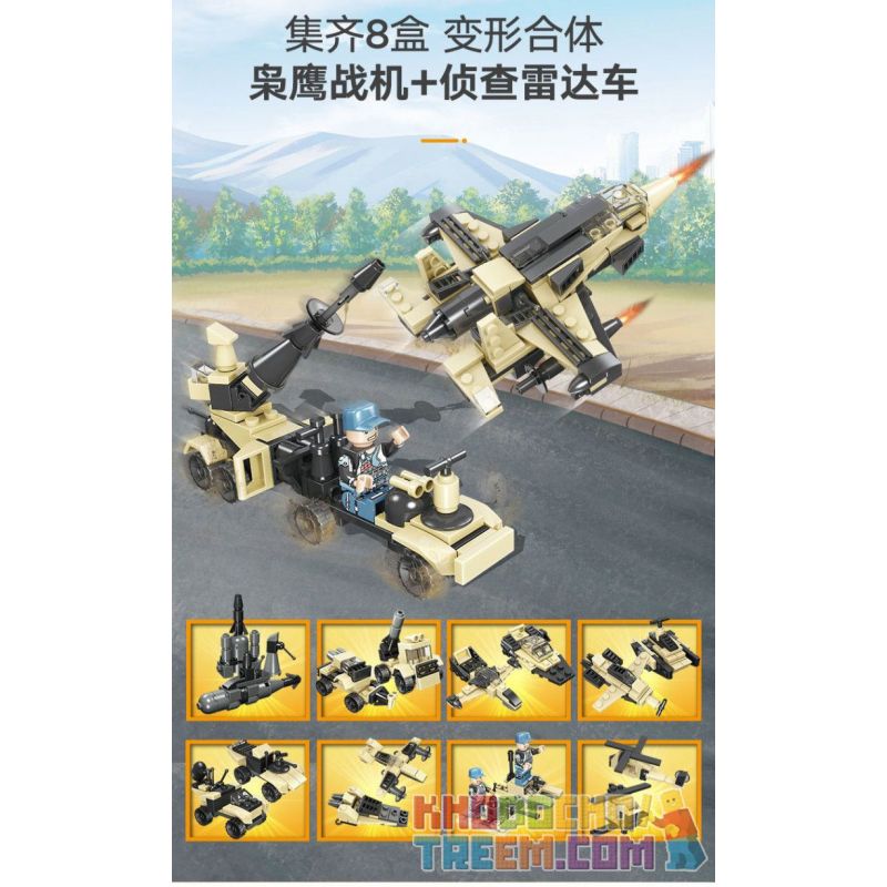 JIESTAR 23079 non  MÔ HÌNH TRẬN CHIẾN LỞM CHỞM 16 bộ đồ chơi xếp lắp ráp ghép mô hình Military Army Quân Sự Bộ Đội 455 khối