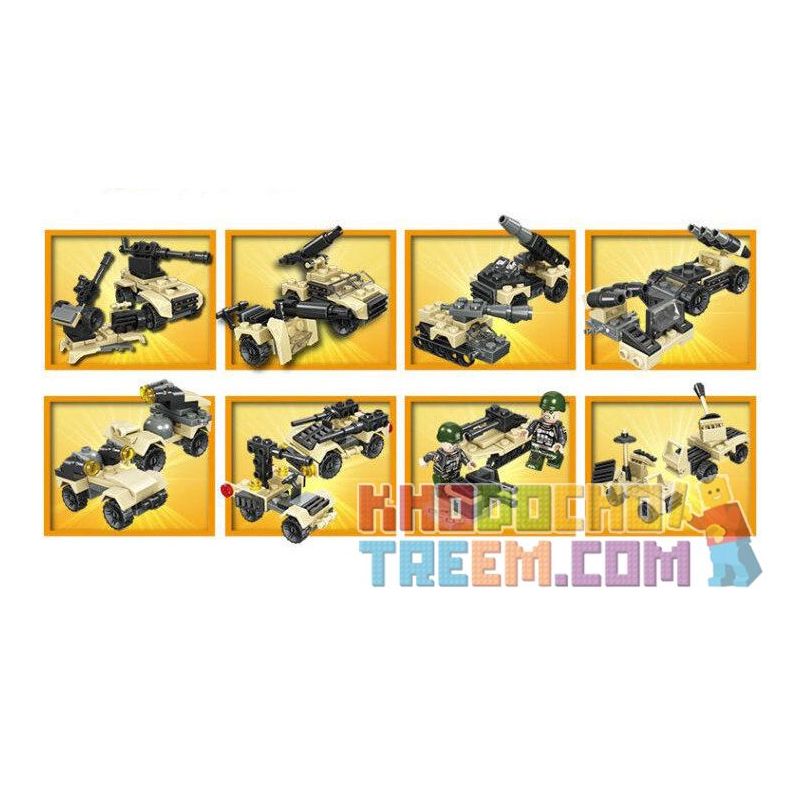 JIESTAR 23079 non  MÔ HÌNH TRẬN CHIẾN LỞM CHỞM 16 bộ đồ chơi xếp lắp ráp ghép mô hình Military Army Quân Sự Bộ Đội 455 khối