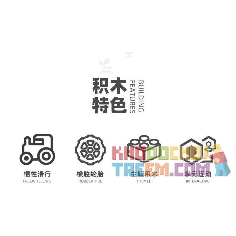 JIESTAR 58059 non  HARVEST FARM 6 MẪU XE PHUN THUỐC TRỪ SÂU MÁY GẶT GỖ KÉO LÂM NGHIỆP CẤY LÚA XÚC bộ đồ chơi xếp lắp ráp ghép mô hình City Thành Phố 475 khối