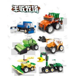 JIESTAR 58059 non  HARVEST FARM 6 MẪU XE PHUN THUỐC TRỪ SÂU MÁY GẶT GỖ KÉO LÂM NGHIỆP CẤY LÚA XÚC bộ đồ chơi xếp lắp ráp ghép mô hình City Thành Phố 475 khối