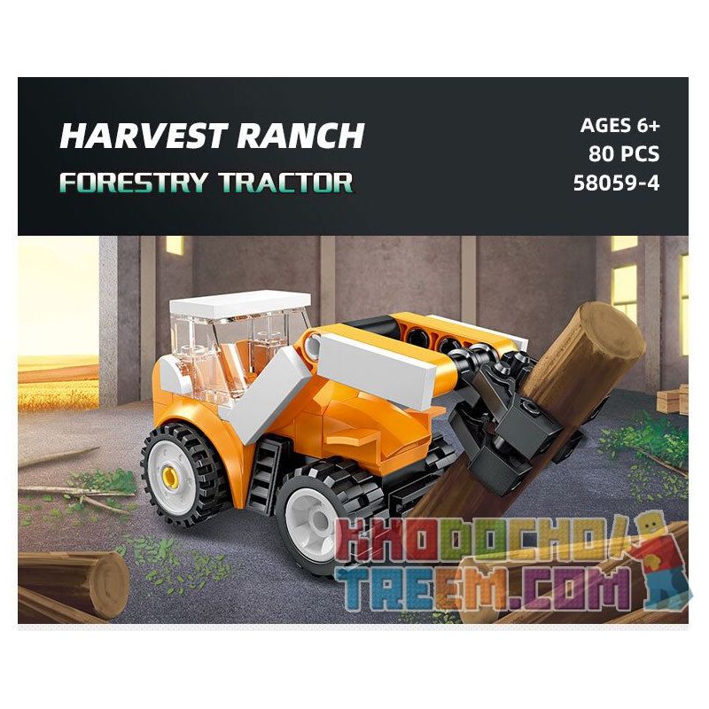 JIESTAR 58059 non  HARVEST FARM 6 MẪU XE PHUN THUỐC TRỪ SÂU MÁY GẶT GỖ KÉO LÂM NGHIỆP CẤY LÚA XÚC bộ đồ chơi xếp lắp ráp ghép mô hình City Thành Phố 475 khối