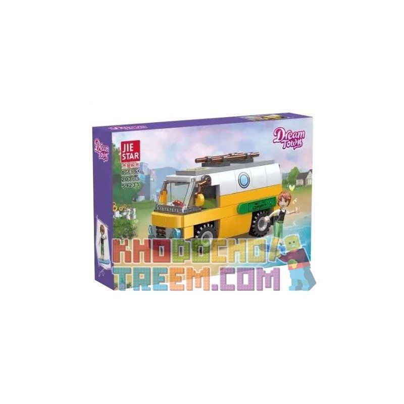 JIESTAR 59233 non  RV BÃI BIỂN bộ đồ chơi xếp lắp ráp ghép mô hình City DREAM TOWN Thành Phố 203 khối